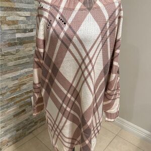 Umgee Plaid Sweater - Pink and Cream